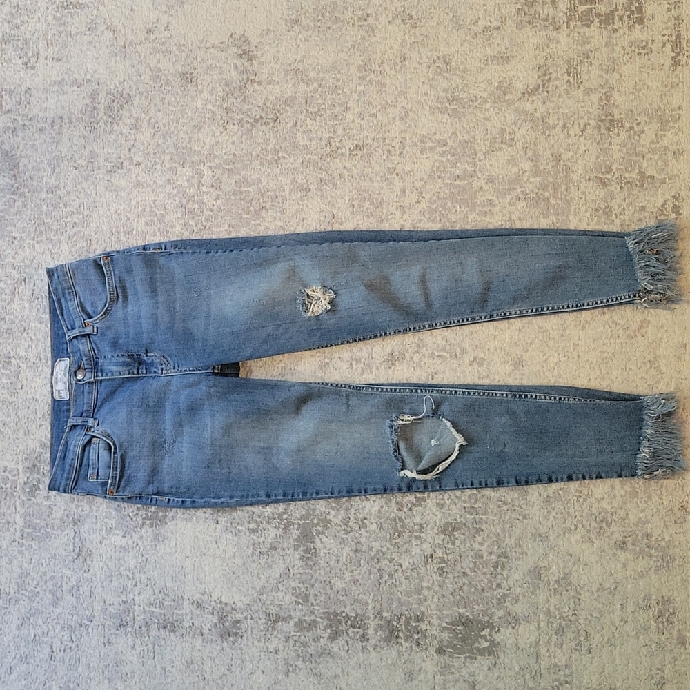 Free People Fringe Crop Jeans